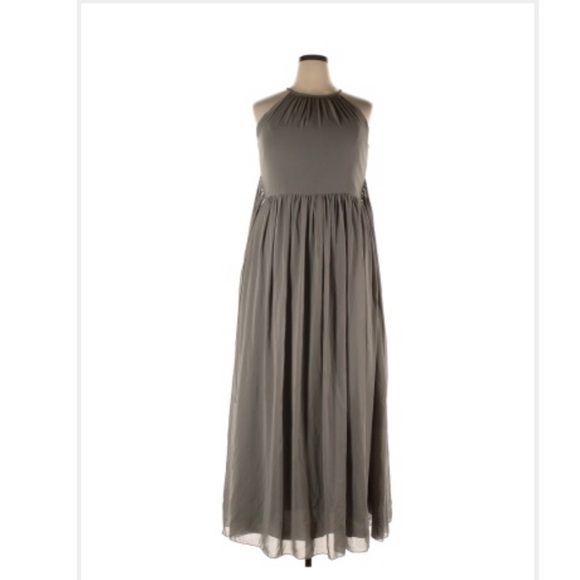 Monique Lhuillier Bridesmaids Grey Cocktail Dress with attached Sash size 18 - Picture 4 of 9